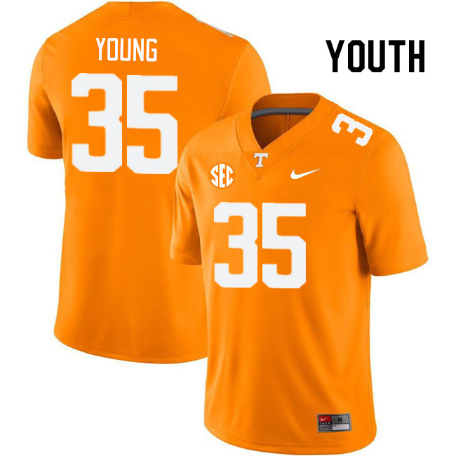 Youth #35 Garrett Young Tennessee Volunteers College Football Jerseys Stitched Sale-Orange